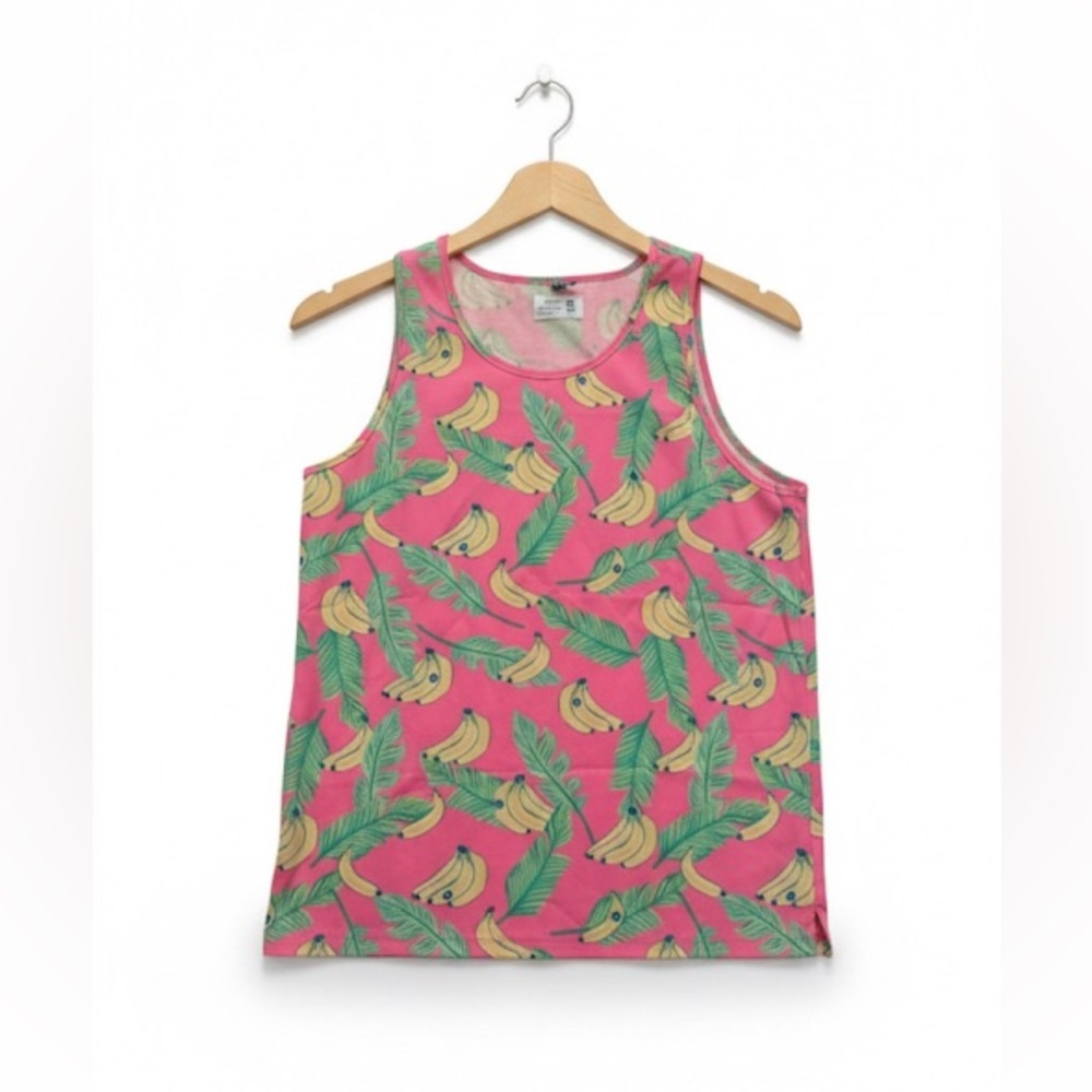Chubbies Pink Tropical Print Men’s Pink and Yellow Bananas Tank Top
